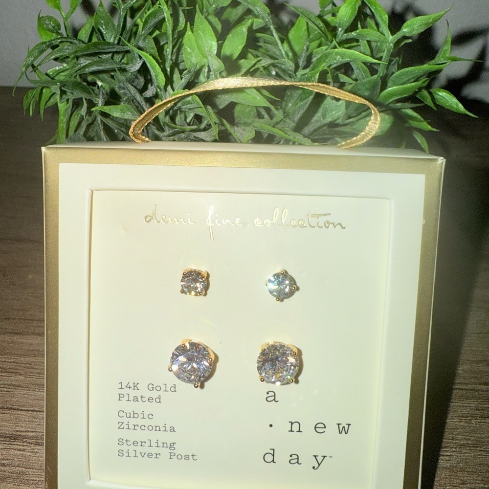 A New Day 14K Gold Plated Cubic Zirconia Earrings - Picture 3 of 3